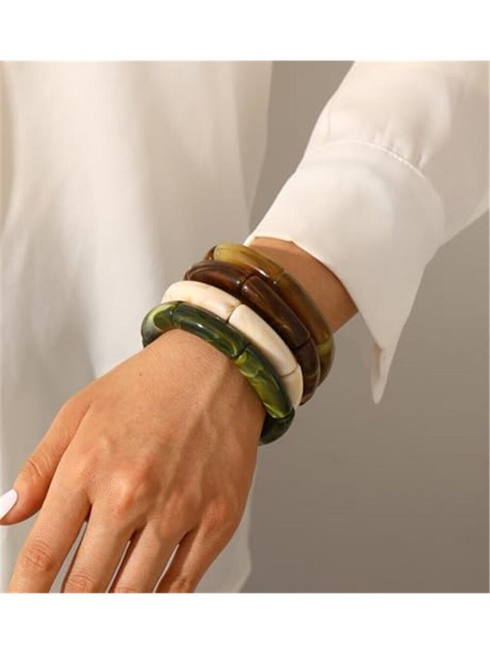 4pc Chunky Acrylic Bamboo Bangles Bracelets View 2